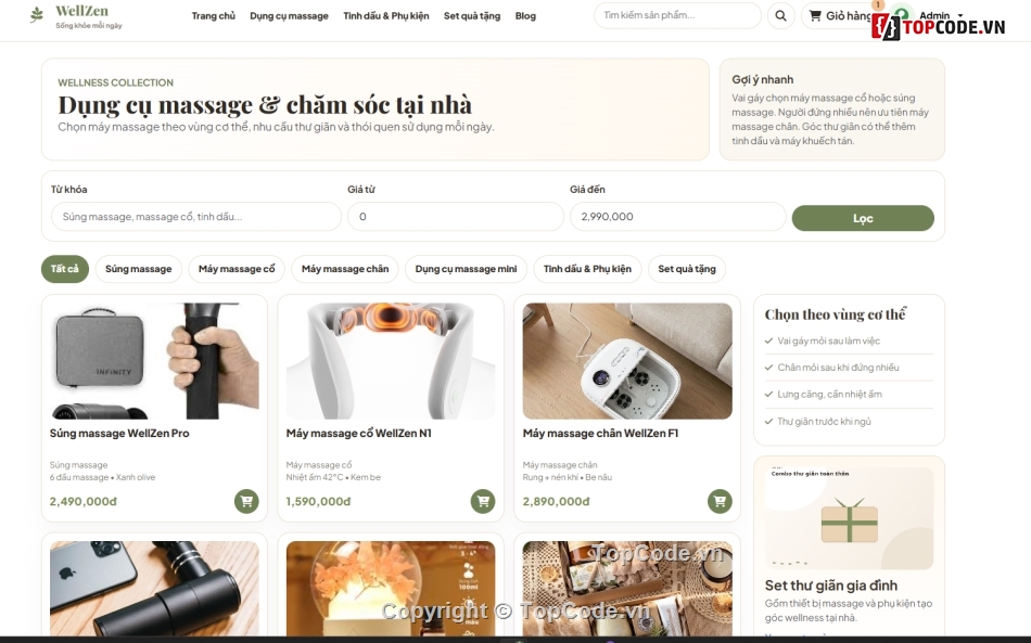massage,web bán dụng cụ,website